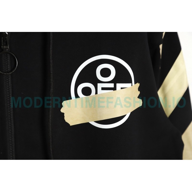 Off-White - Yellow Tape Zip-up Hoodie