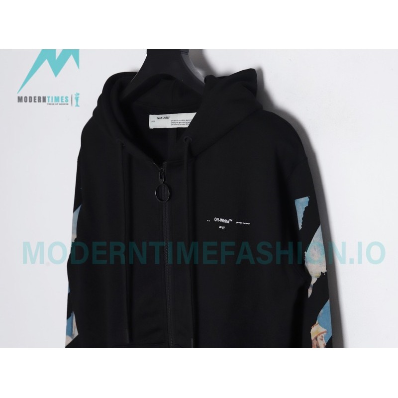Off White - Monet Oil Painting Printed Zipper Hoodie