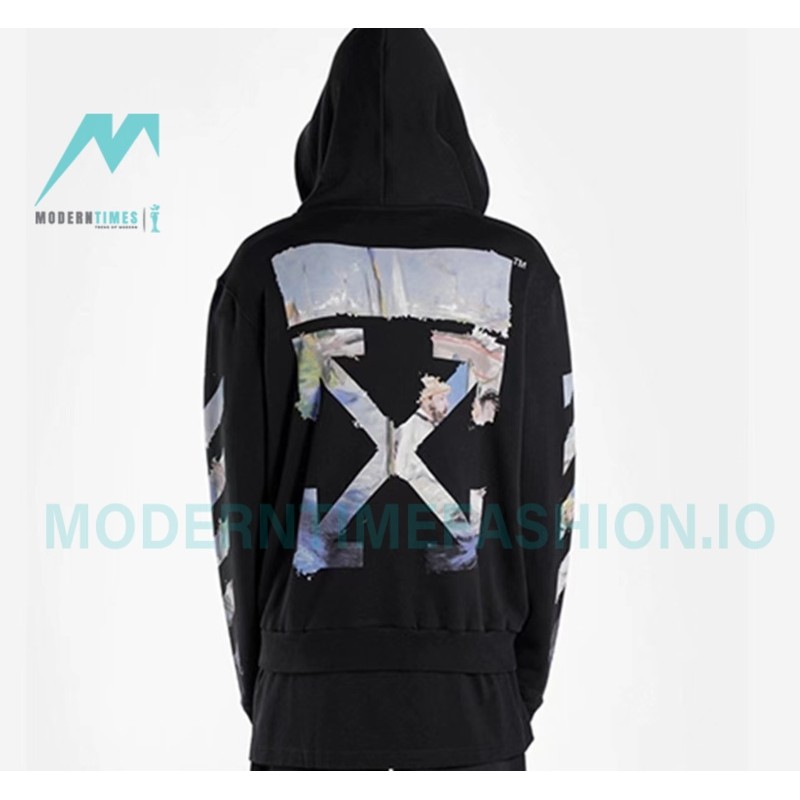 Off White - Monet Oil Painting Printed Zipper Hoodie