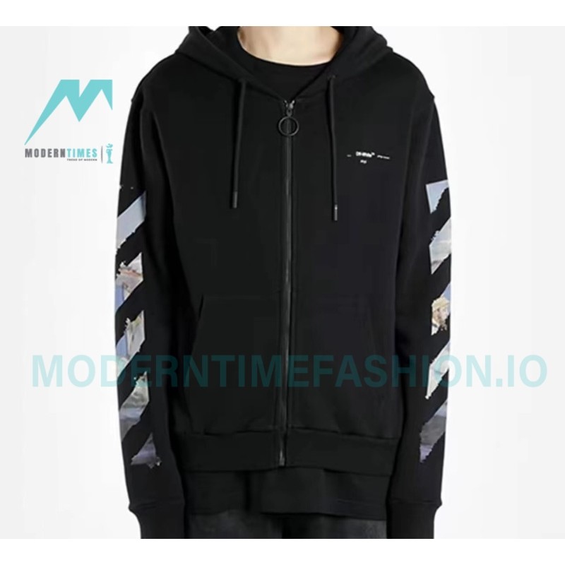 Off White - Monet Oil Painting Printed Zipper Hoodie