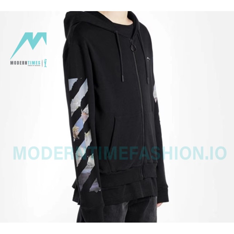 Off White - Monet Oil Painting Printed Zipper Hoodie