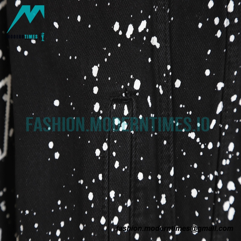 Off White - Black And White Denim Jacket With Splash Paint