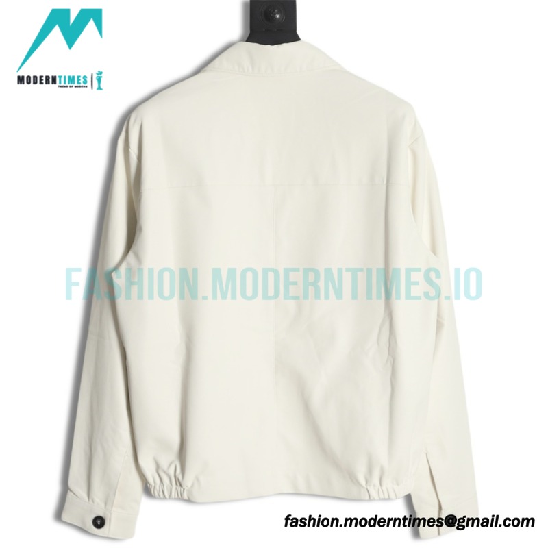 Prada - 23FW Cream White Lamb Skin Soft Sheepskin Lapel Jacket