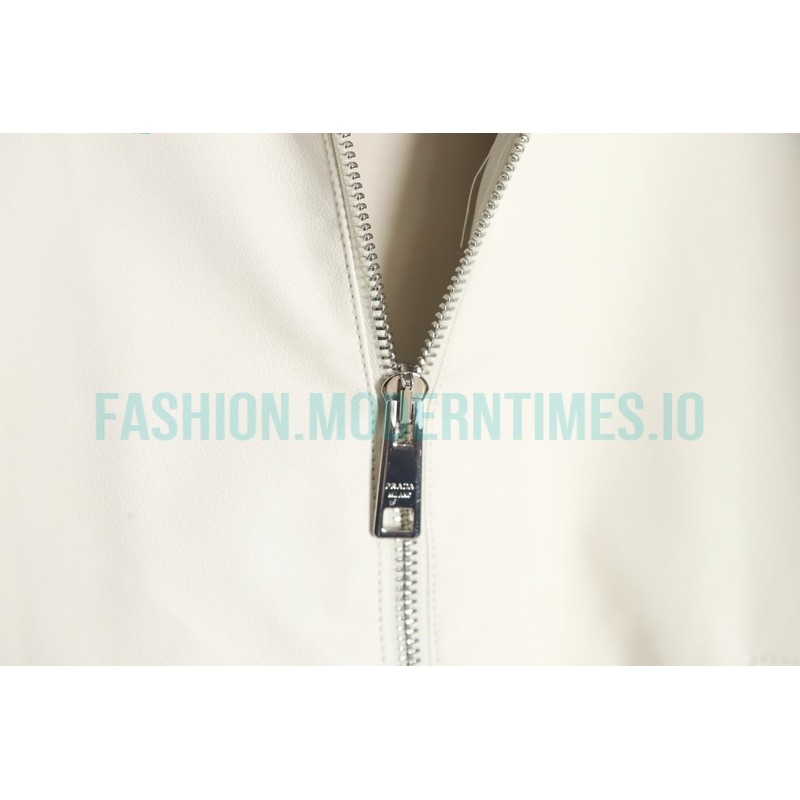 Prada - 23FW Cream White Lamb Skin Soft Sheepskin Lapel Jacket