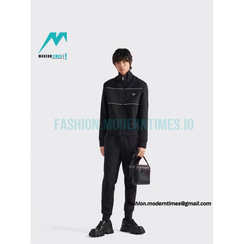 Prada - 23SS Recycled Nylon Spliced Stand-up Collar Jacket