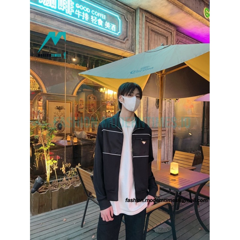 Prada - 23SS Recycled Nylon Spliced Stand-up Collar Jacket