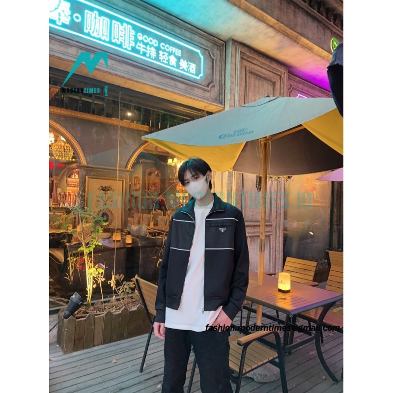 Prada - 23SS Recycled Nylon Spliced Stand-up Collar Jacket