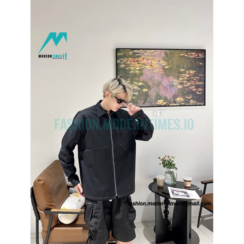 Prada - 23SS Contrasting Color Zip-up Shirt Jacket