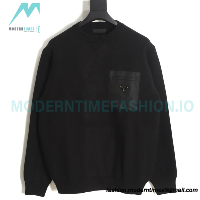 Prada - 22ss Triangle Pocket Knitted Long-sleeved Sweater