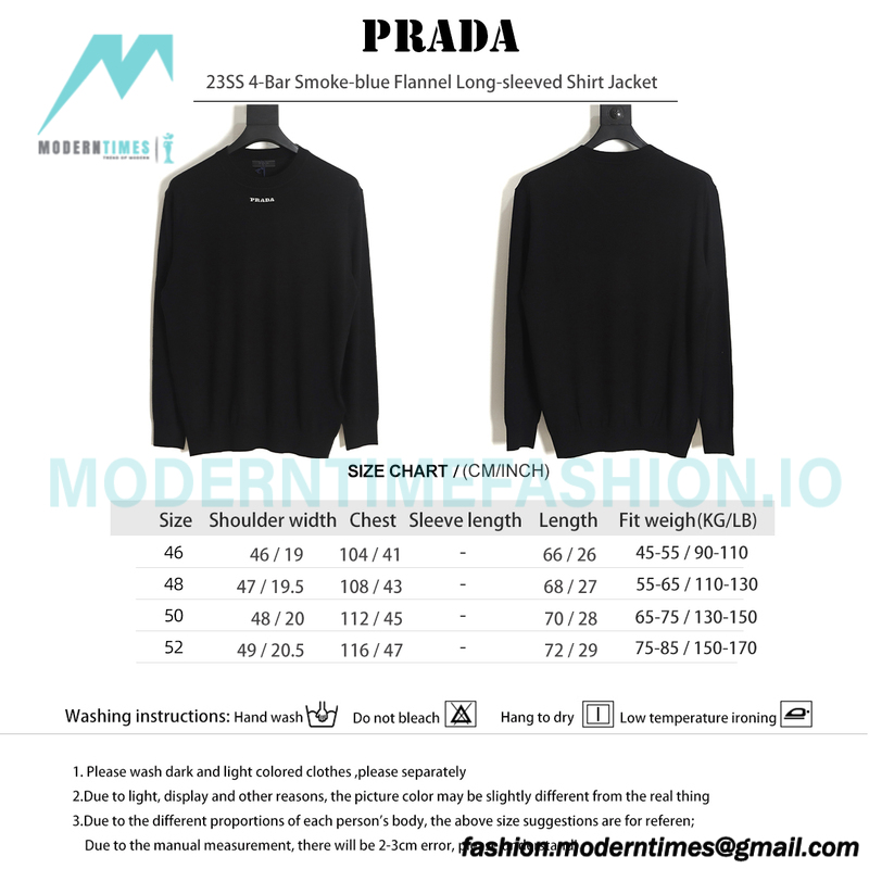Prada - 23SS 4-Bar Smoke-blue Flannel Long-sleeved Shirt Jacket