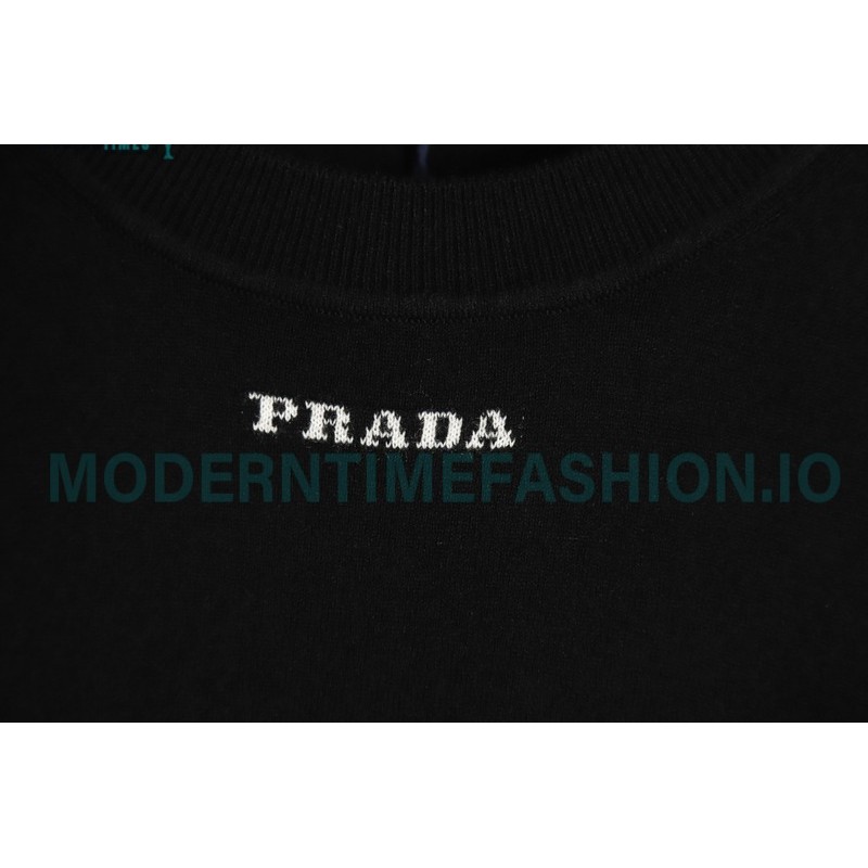 Prada - 23FW Machine Embroidered Letter Crewneck Sweater