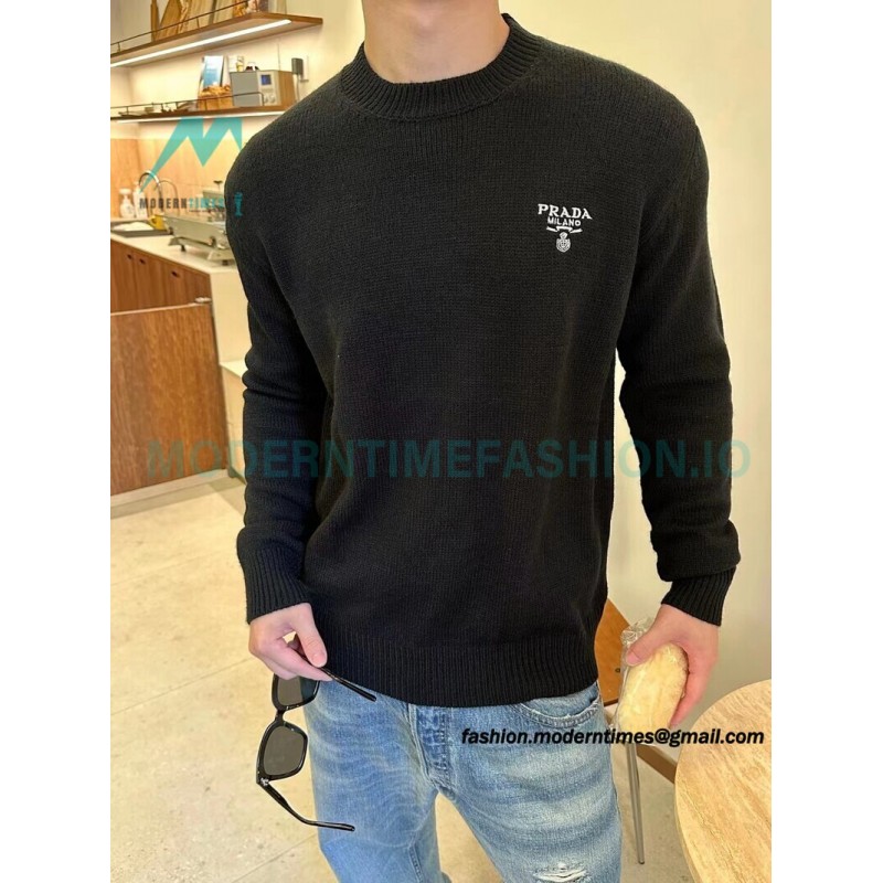 Prada - 23FW Machine Embroidered Letter Crewneck Sweater
