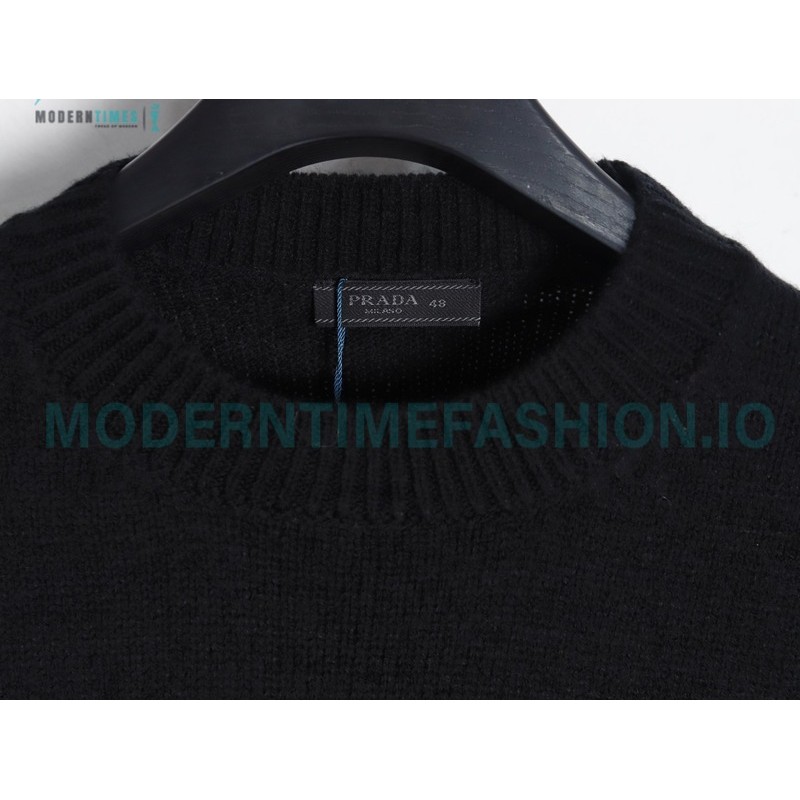 Prada - 23FW Machine Embroidered Letter Crewneck Sweater