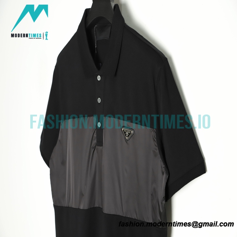 Prada - 22ss Triangle Nylon Stitching Polo Short Sleeve