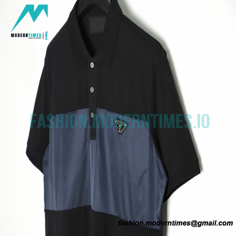 Prada - 22ss Triangle Nylon Stitching Polo Short Sleeve