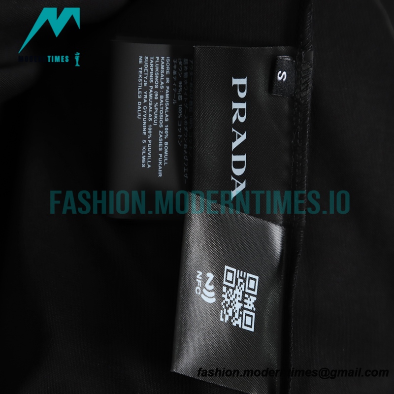 Prada - Long Sleeve T-shirt With Triangular Leather Label 