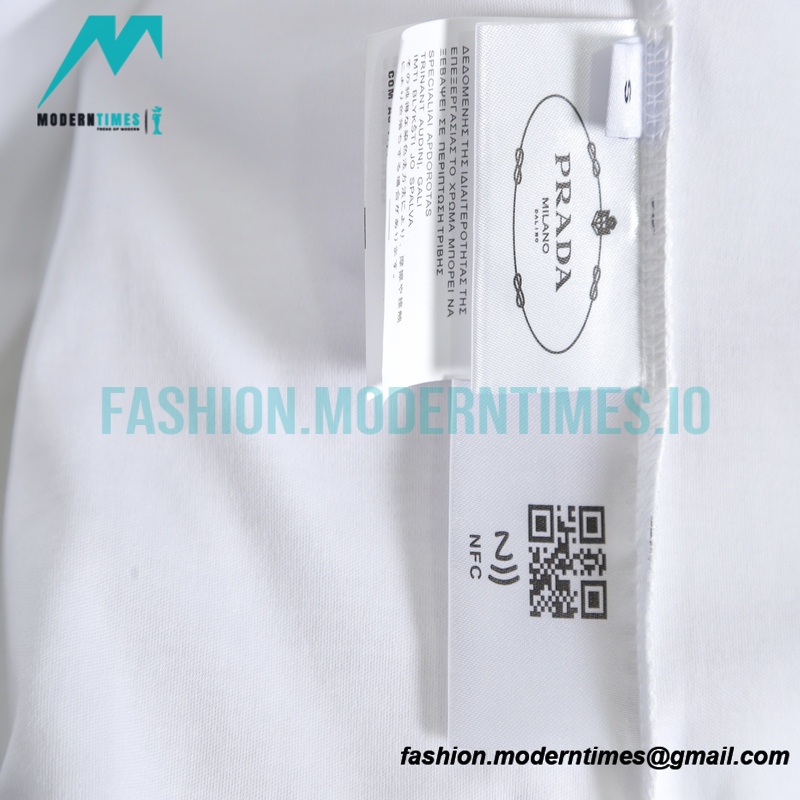 Prada - Long Sleeve T-shirt With Triangular Leather Label 