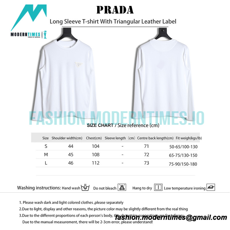 Prada - Long Sleeve T-shirt With Triangular Leather Label 