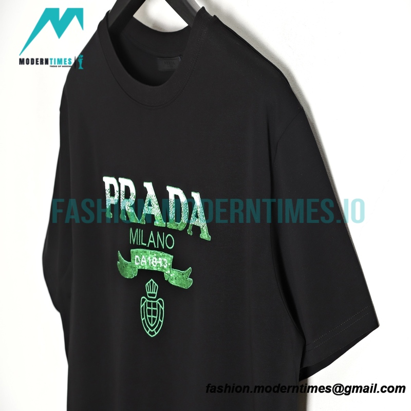 Prada - 23ss Gradient Bead Letter Short Sleeve