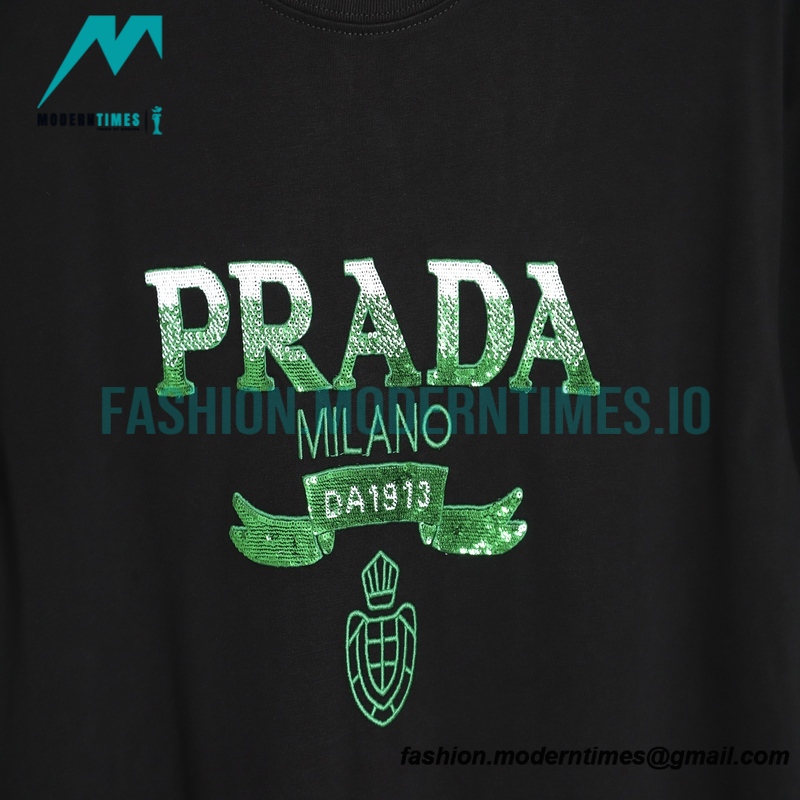 Prada - 23ss Gradient Bead Letter Short Sleeve
