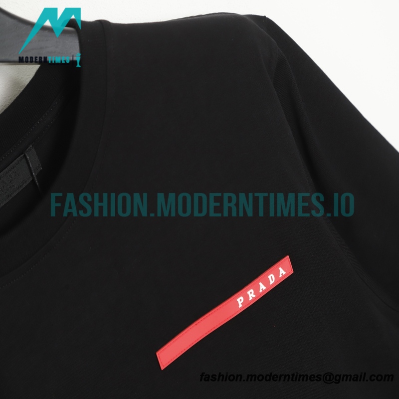 Prada - 23ss Silk Stitching Red Trim Short Sleeve