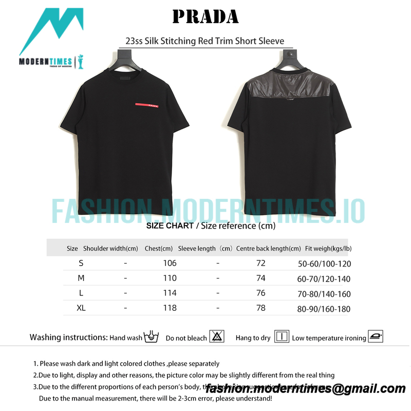 Prada - 23ss Silk Stitching Red Trim Short Sleeve
