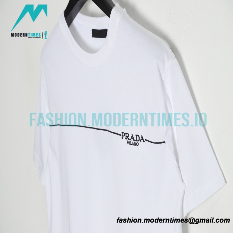 Prada - Small Label Embroidered Short Sleeve T-shirt