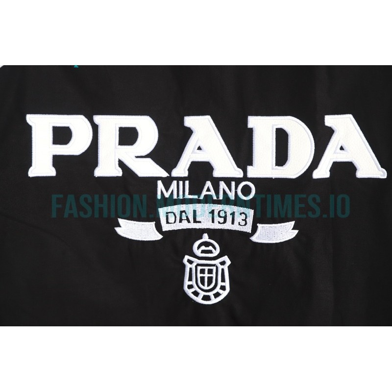 Prada -  Back 1913 Leather Embroidered Letter Long-sleeved Shirt