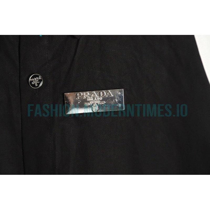 Prada -  Back 1913 Leather Embroidered Letter Long-sleeved Shirt