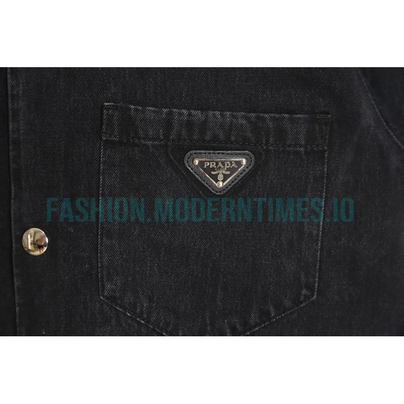 Prada - Washed Triangle Label Denim Shirt