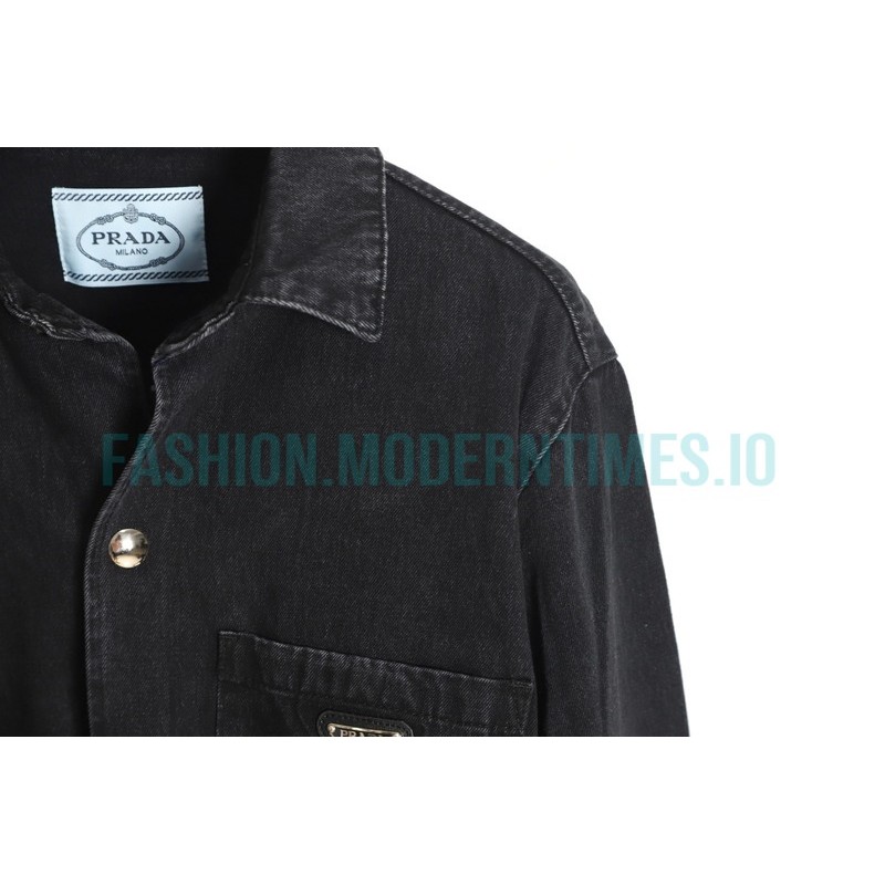 Prada - Washed Triangle Label Denim Shirt