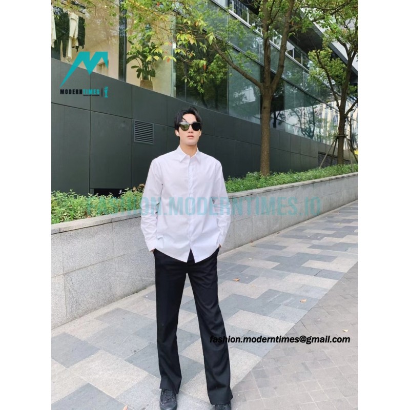 Prada - 23SS Silver Border Beaded Long Seeve Shirt