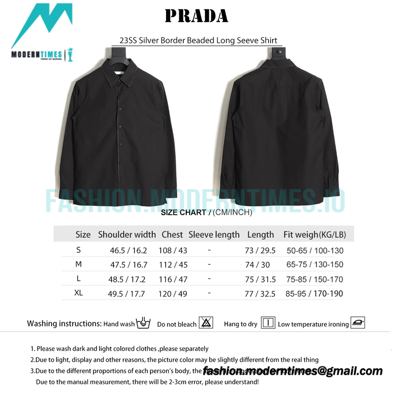 Prada - 23SS Silver Border Beaded Long Seeve Shirt