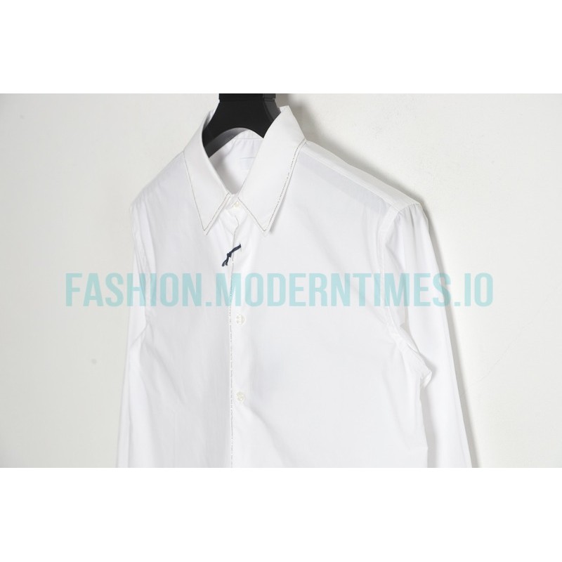 Prada - 23SS Silver Border Beaded Long Seeve Shirt