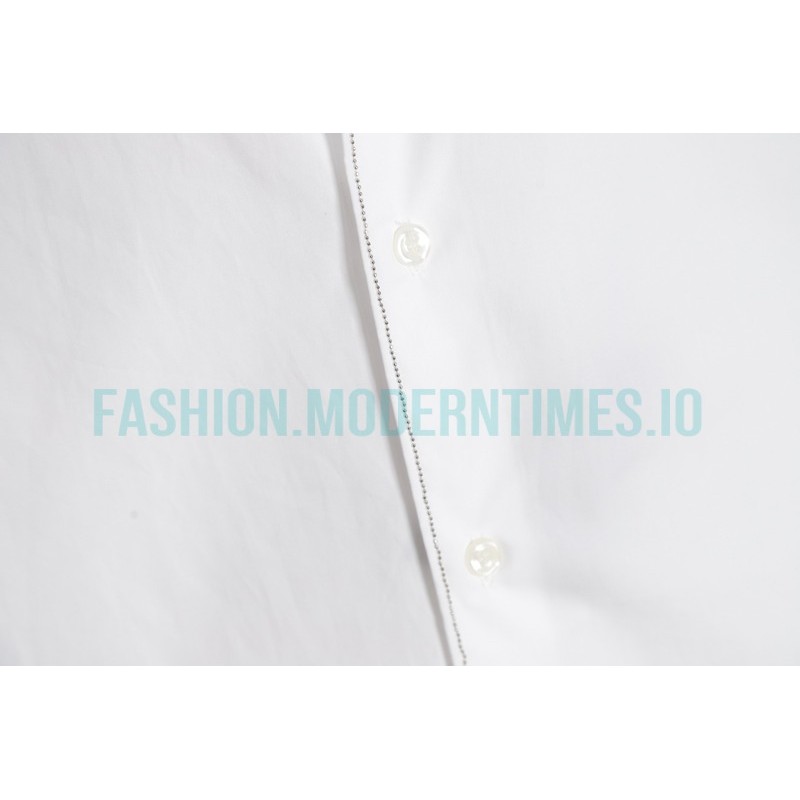 Prada - 23SS Silver Border Beaded Long Seeve Shirt