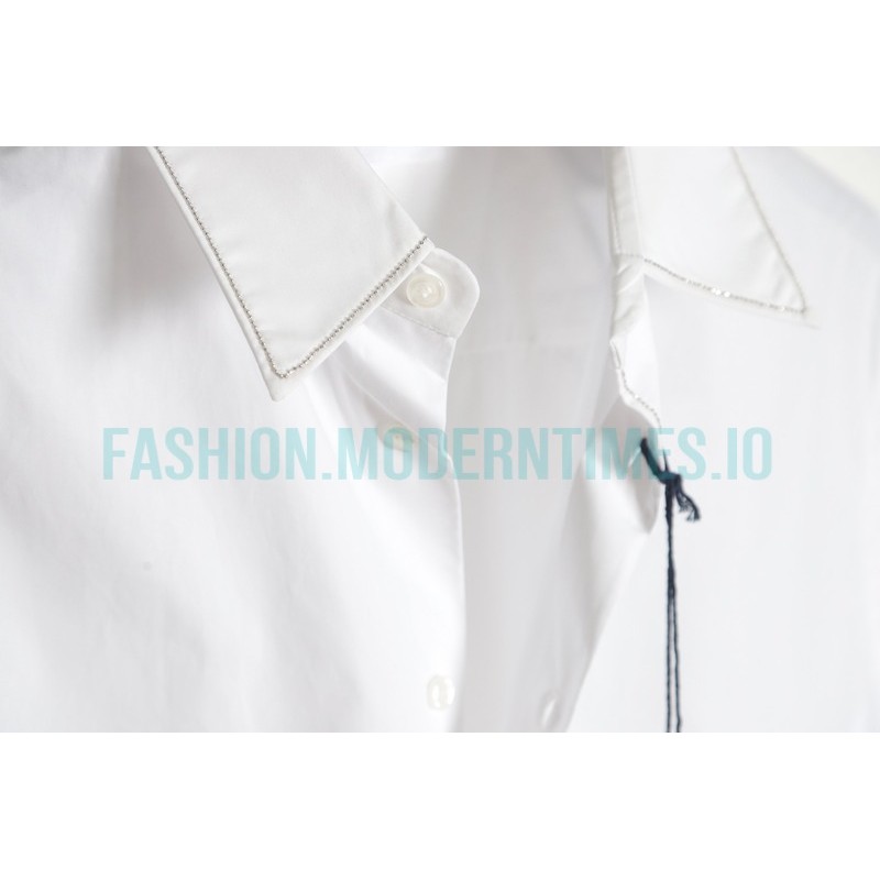 Prada - 23SS Silver Border Beaded Long Seeve Shirt