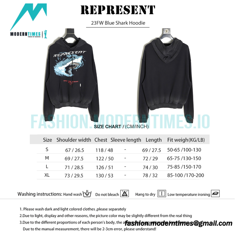  Represent - 23FW Blue Shark Hoodie