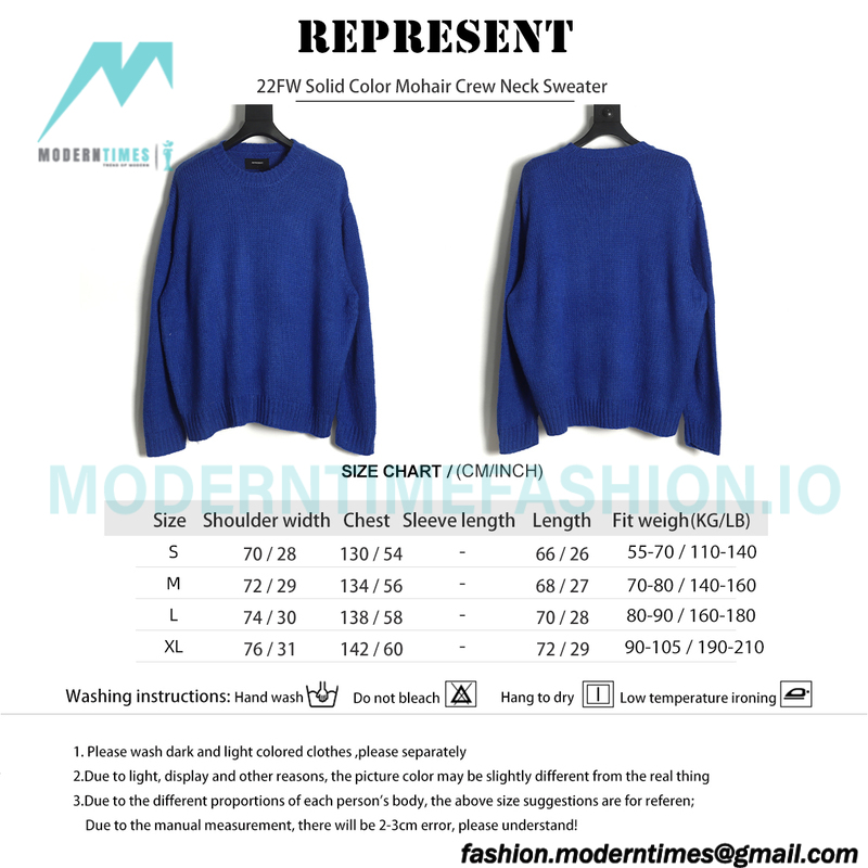 Represent - 22FW Solid Color Mohair Crew Neck Sweater