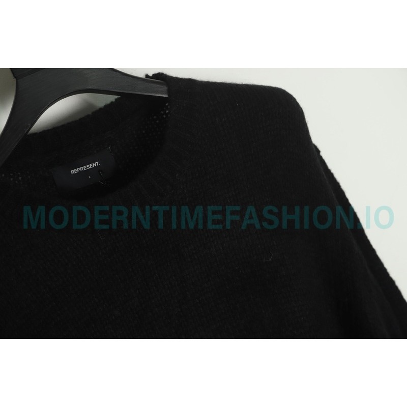 Represent - 22FW Solid Color Mohair Crew Neck Sweater