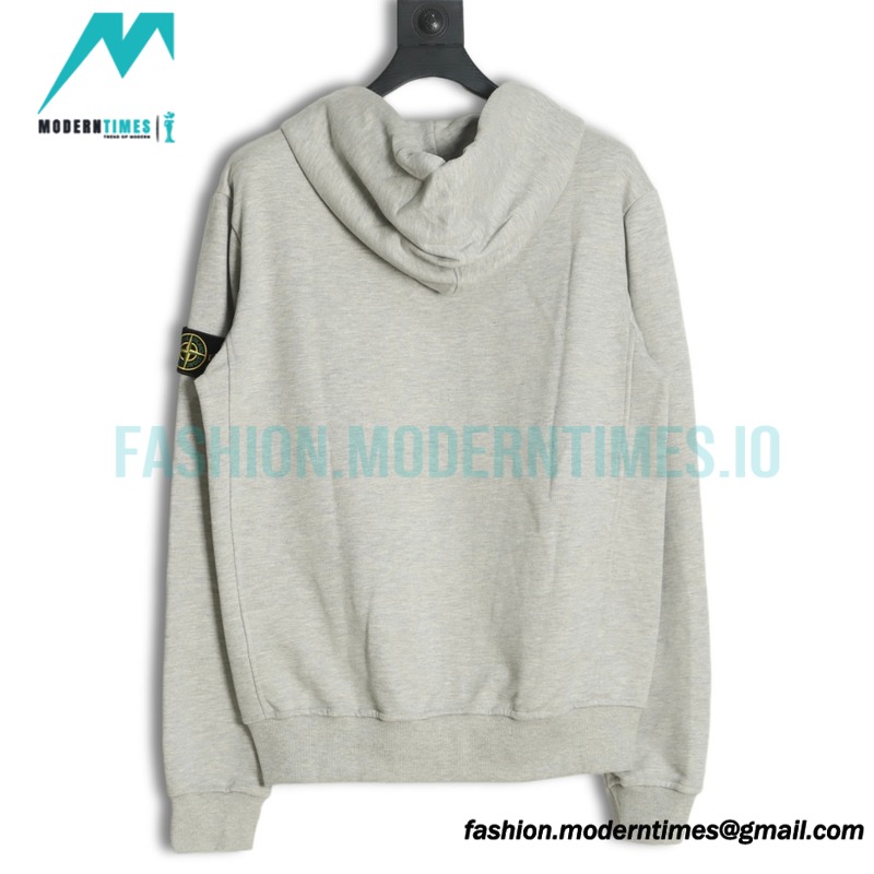 Stone Island - Classic Solid Color Logo Zipper Hoodie