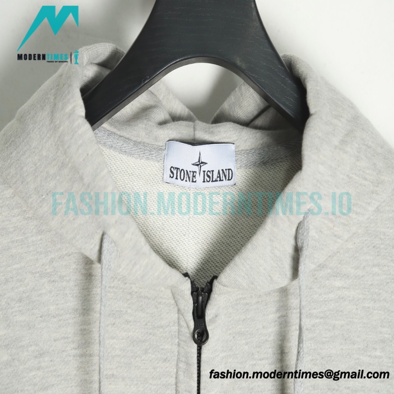 Stone Island - Classic Solid Color Logo Zipper Hoodie