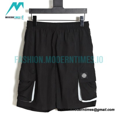 Stone Island - Color Contrast Metal Nylon 3D Pocket Drawstring Shorts Pants