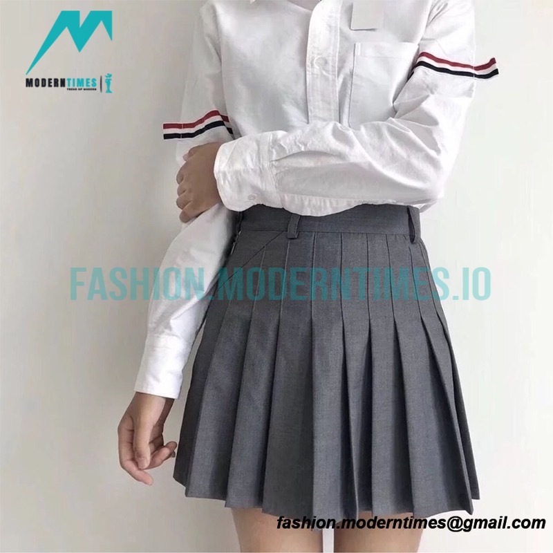  Thom Browne - 23SS Irregular Webbed Pleated Skirt