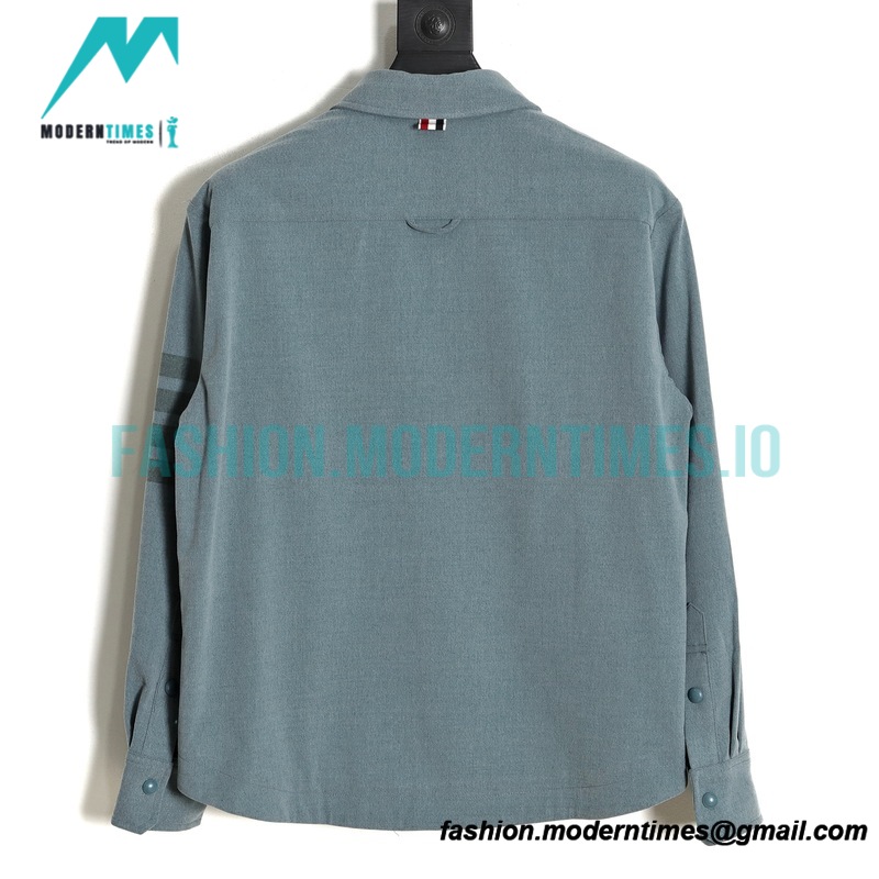 Thom Browne - 23SS 4-Bar Smoke Cyan Flannel Long-sleeved Shirt Jacket