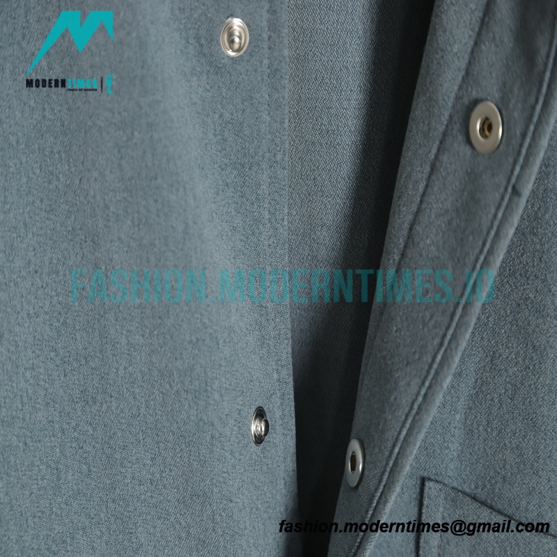 Thom Browne - 23SS 4-Bar Smoke Cyan Flannel Long-sleeved Shirt Jacket