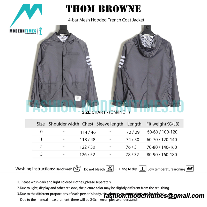 Thom Browne - 4-bar Mesh Hooded Trench Coat Jacket