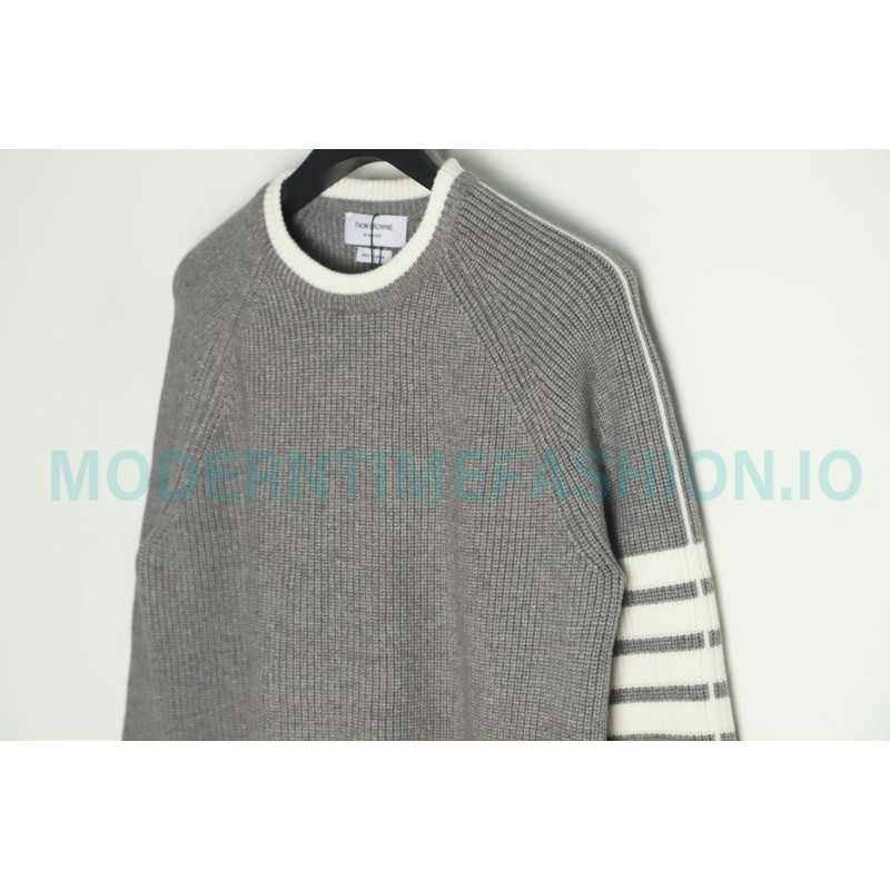  Thom Browne - 23SS Four-stripe Color-matching Pullover Long-sleeved Crewneck Sweater