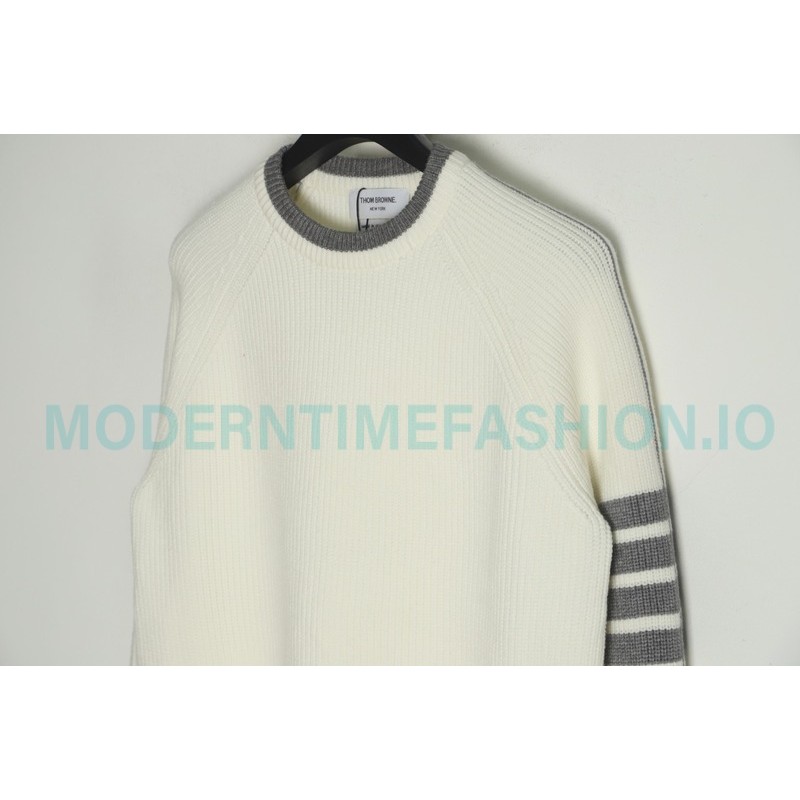  Thom Browne - 23SS Four-stripe Color-matching Pullover Long-sleeved Crewneck Sweater