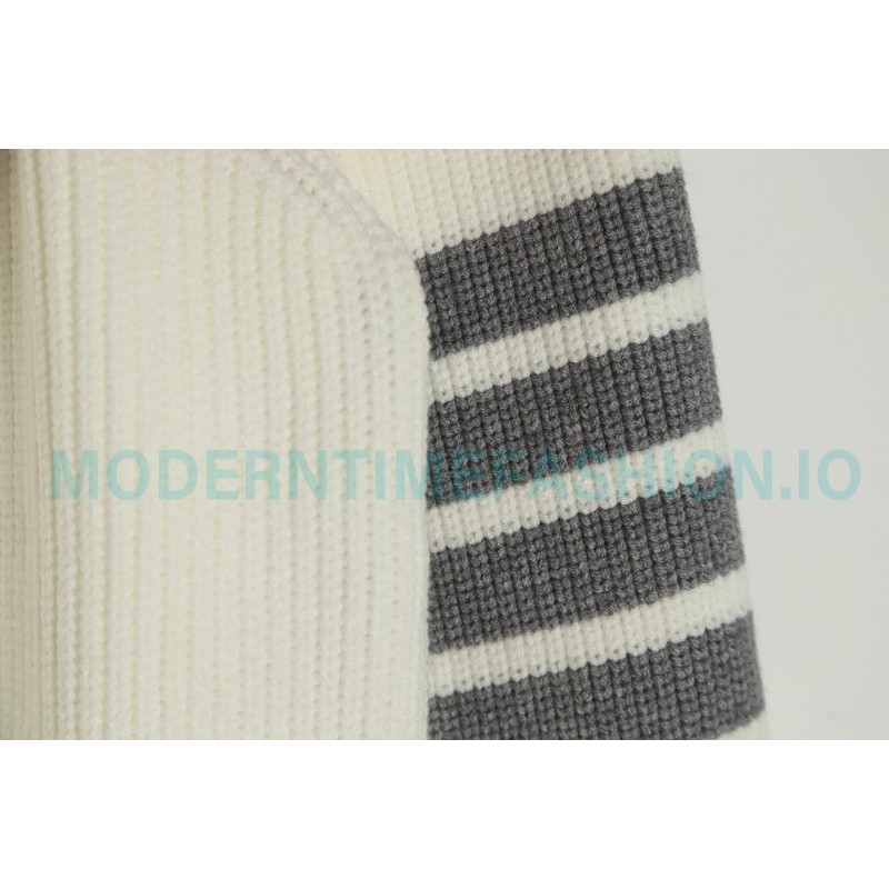  Thom Browne - 23SS Four-stripe Color-matching Pullover Long-sleeved Crewneck Sweater