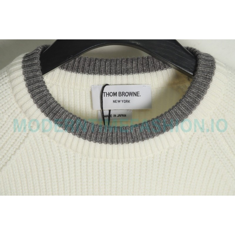  Thom Browne - 23SS Four-stripe Color-matching Pullover Long-sleeved Crewneck Sweater